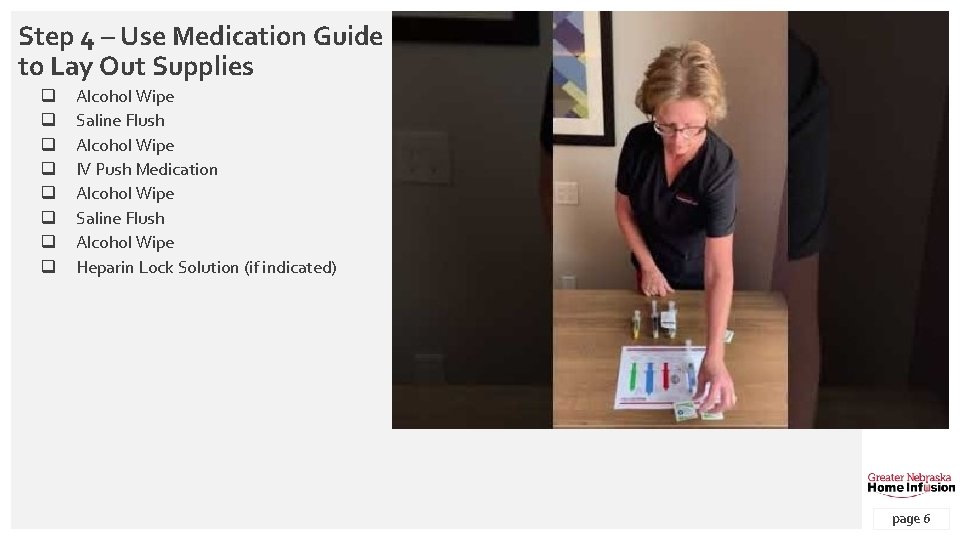 Step 4 – Use Medication Guide to Lay Out Supplies q q q q