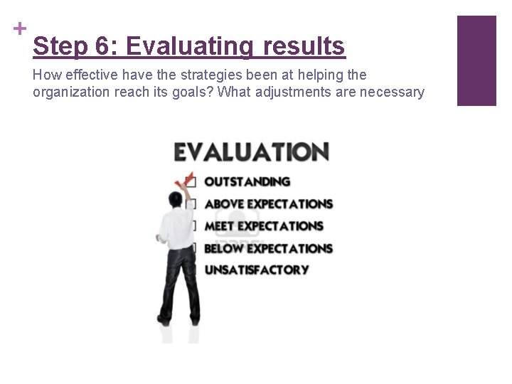 + Step 6: Evaluating results How effective have the strategies been at helping the