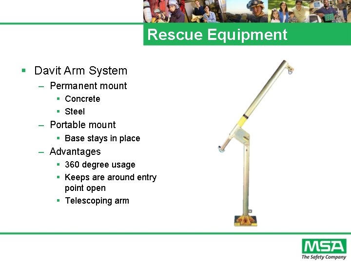 Rescue Equipment § Davit Arm System – Permanent mount § Concrete § Steel –