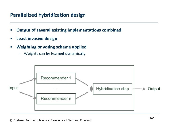 Parallelized hybridization design § Output of several existing implementations combined § Least invasive design