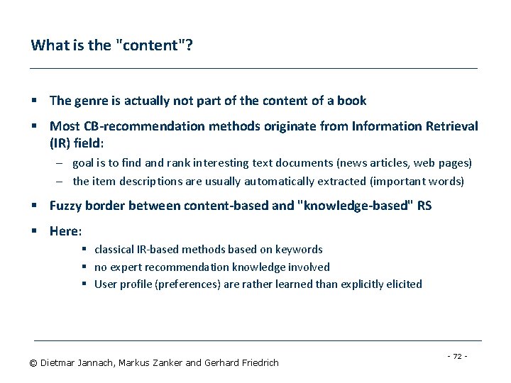 What is the "content"? § The genre is actually not part of the content