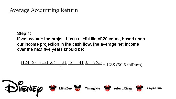 Average Accounting Return Step 1: If we assume the project has a useful life