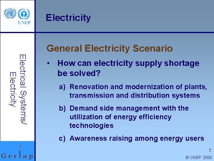 Electricity General Electricity Scenario Electrical Systems/ Electricity • How can electricity supply shortage be