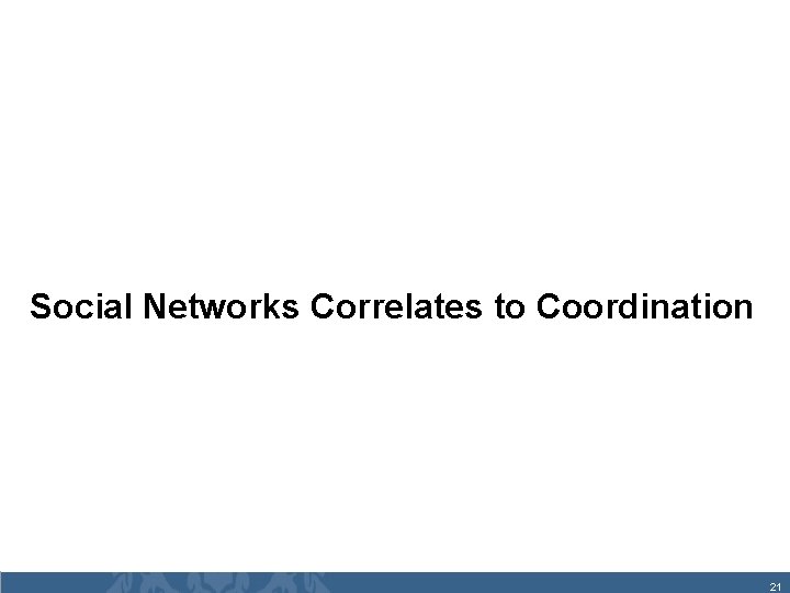 Social Networks Correlates to Coordination 21 