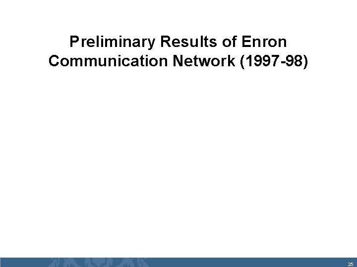 Preliminary Results of Enron Communication Network (1997 -98) 25 