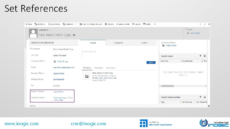 Set References www. inogic. com crm@inogic. com Set References www. inogic. com crm@inogic. com