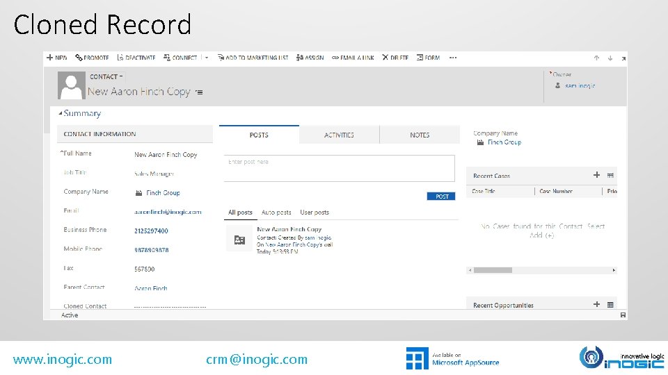 Click 2 Clone Dynamics 365CRM Records in 1