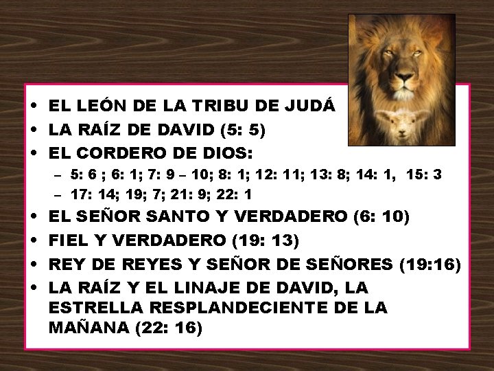  • EL LEÓN DE LA TRIBU DE JUDÁ • LA RAÍZ DE DAVID