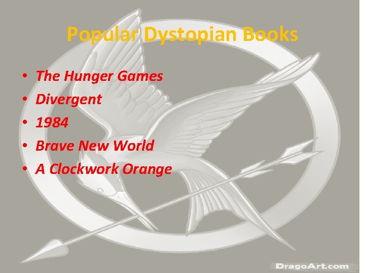 Popular Dystopian Books • • • The Hunger Games Divergent 1984 Brave New World