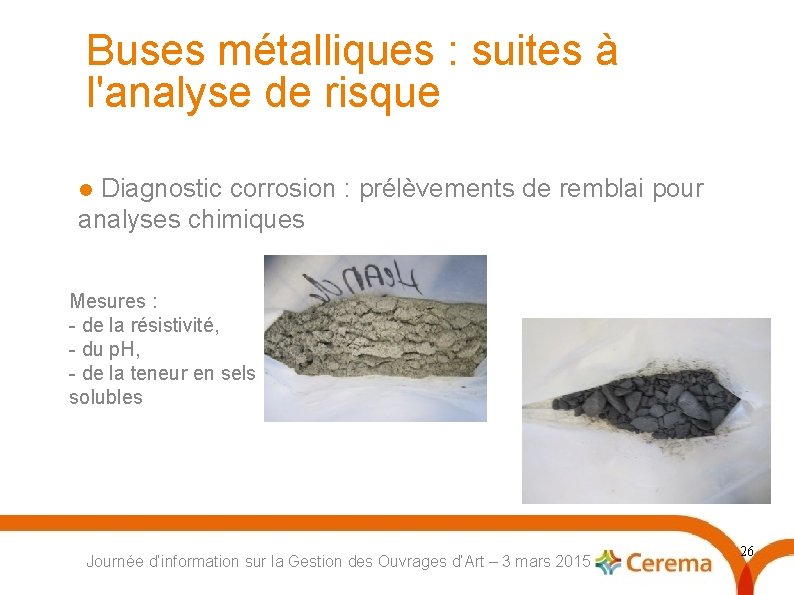 Buses métalliques : suites à l'analyse de risque Diagnostic corrosion : prélèvements de remblai