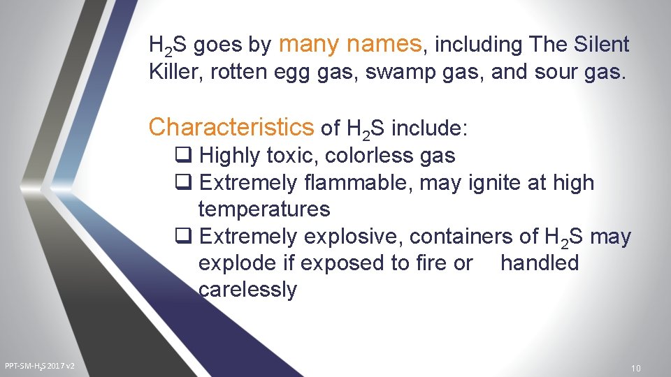 H 2 S goes by many names, including The Silent Killer, rotten egg gas,