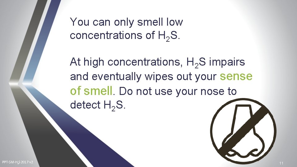 You can only smell low concentrations of H 2 S. At high concentrations, H You can only smell low concentrations of H 2 S. At high concentrations, H