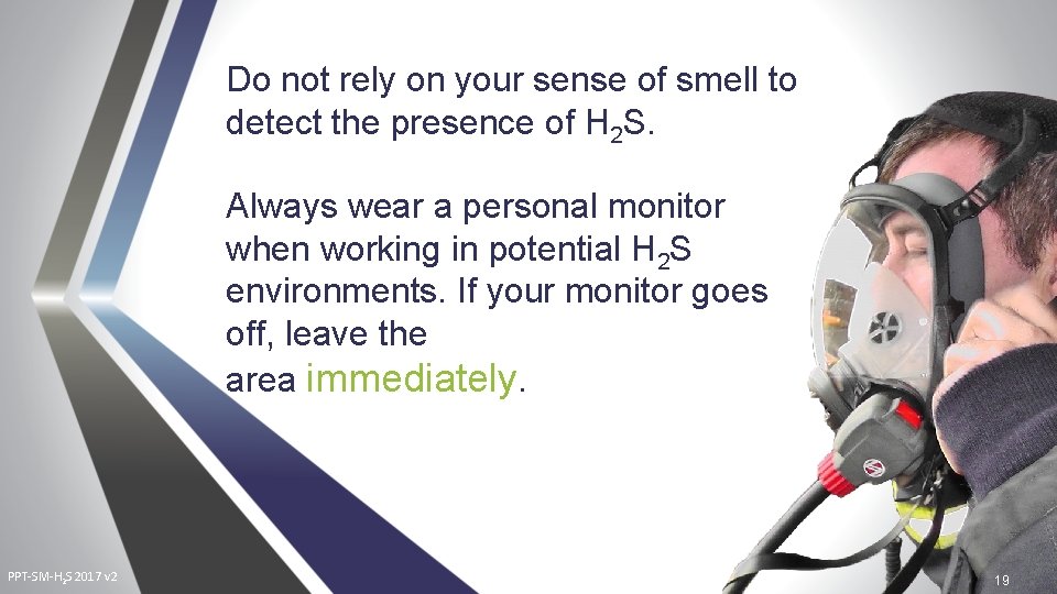 Do not rely on your sense of smell to detect the presence of H