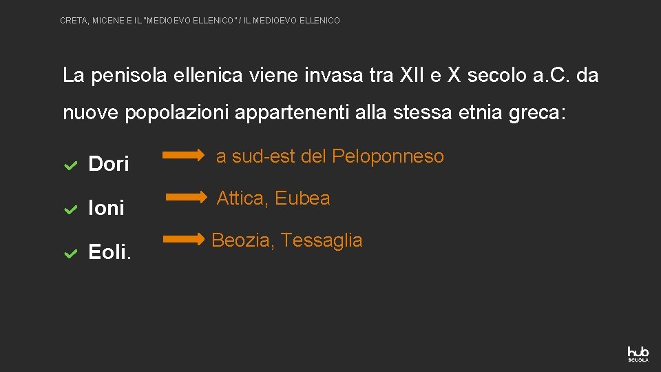 CRETA, MICENE E IL “MEDIOEVO ELLENICO” / IL MEDIOEVO ELLENICO La penisola ellenica viene