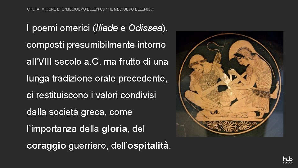 CRETA, MICENE E IL “MEDIOEVO ELLENICO” / IL MEDIOEVO ELLENICO I poemi omerici (Iliade