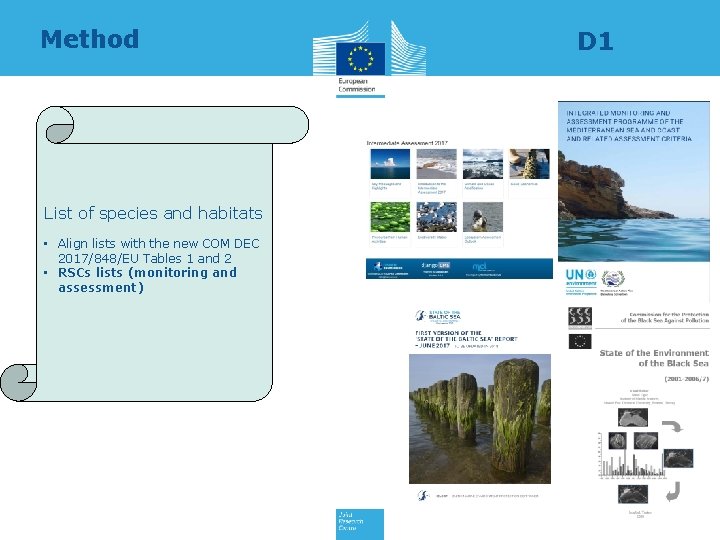 Method List of species and habitats • Align lists with the new COM DEC