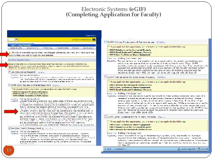 Electronic Systems (e. GIF) (Completing Application for Faculty) 11 
