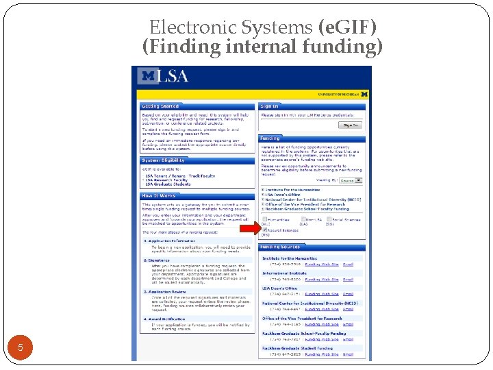 Electronic Systems (e. GIF) (Finding internal funding) 5 