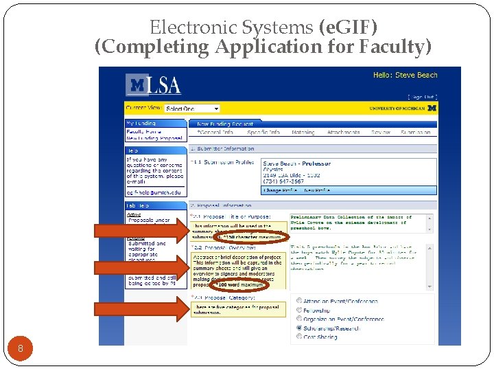 Electronic Systems (e. GIF) (Completing Application for Faculty) 8 