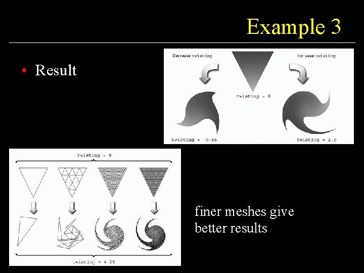 Example 3 • Result finer meshes give better results 