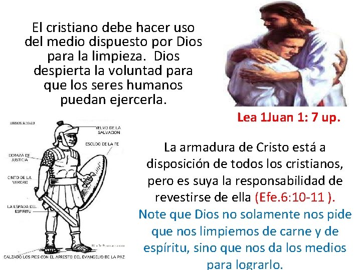 El cristiano debe hacer uso del medio dispuesto por Dios para la limpieza. Dios