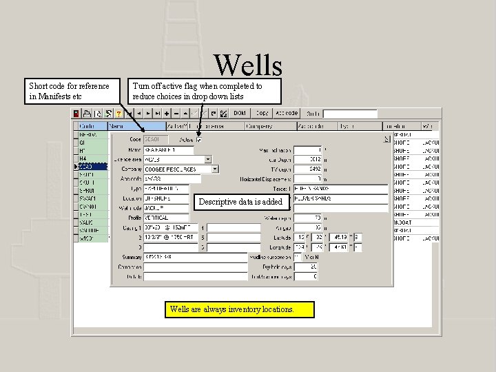 Short code for reference in Manifests etc Wells Turn off active flag when completed