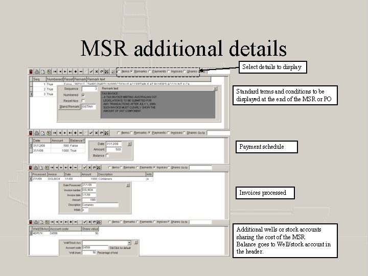 MSR additional details Select details to display Standard terms and conditions to be displayed