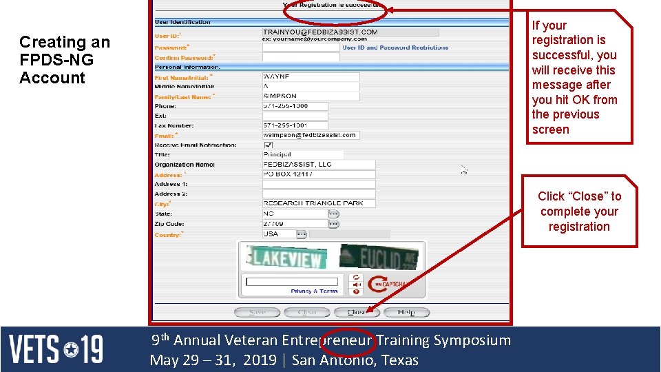 If your registration is successful, you will receive this message after you hit OK
