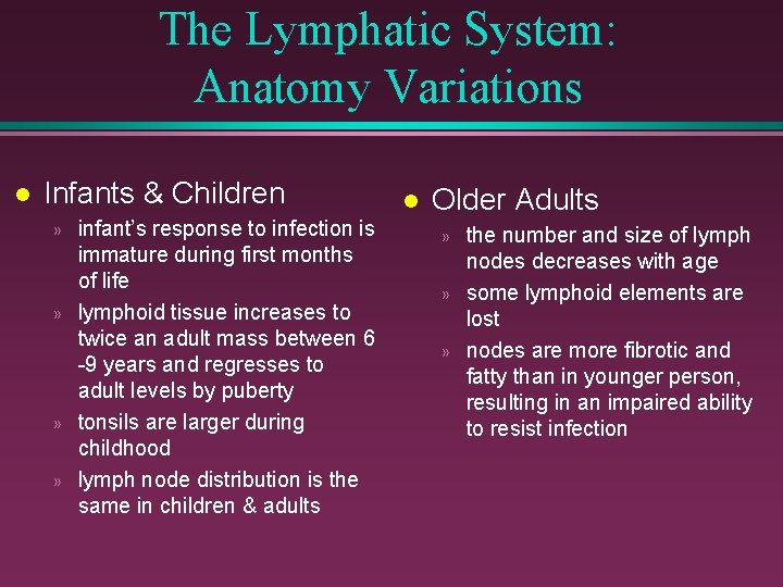 The Lymphatic System: Anatomy Variations l Infants & Children » » » » infant’s