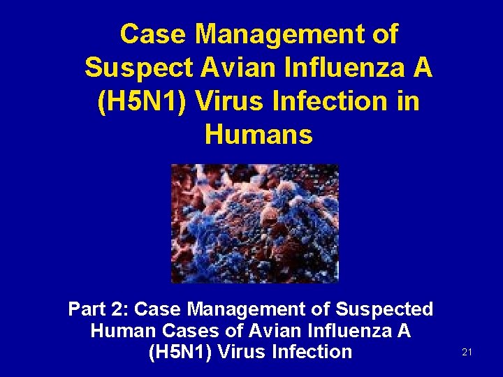 Case Management of Suspect Avian Influenza A (H 5 N 1) Virus Infection in