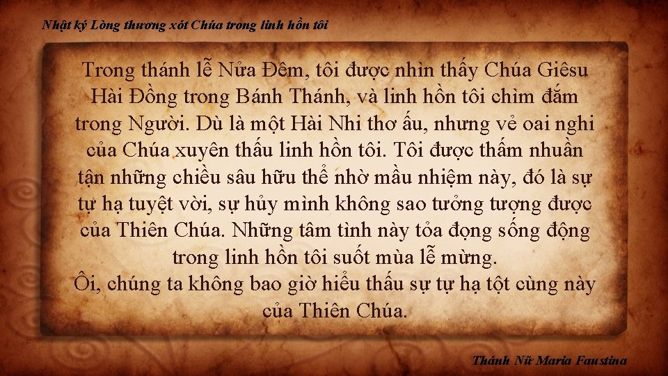 Nhật ký Lòng thương xót Chúa trong linh hồn tôi Trong thánh lễ Nửa