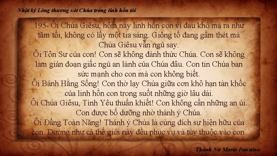 Nhật ký Lòng thương xót Chúa trong linh hồn tôi 195 - Ôi Chúa