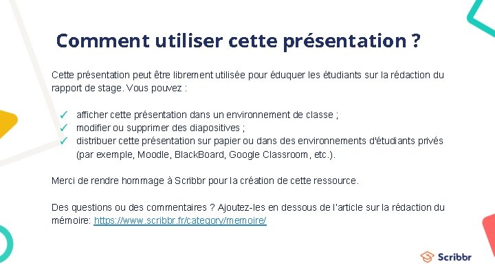 Comment utiliser cette présentation ? Cette présentation peut être librement utilisée pour éduquer les Comment utiliser cette présentation ? Cette présentation peut être librement utilisée pour éduquer les