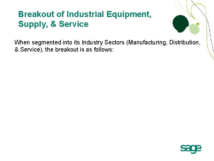 Breakout of Industrial Equipment, Supply, & Service When segmented into its Industry Sectors (Manufacturing,
