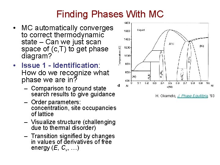 Finding Phases With MC • MC automatically converges to correct thermodynamic state – Can