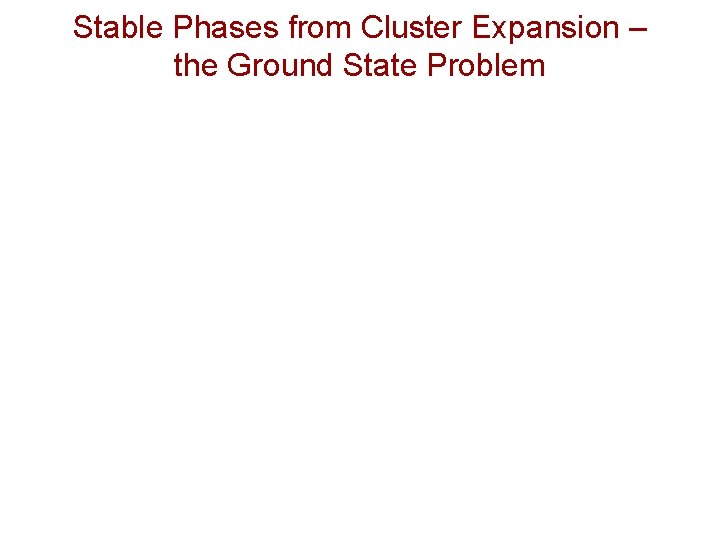 Stable Phases from Cluster Expansion – the Ground State Problem 