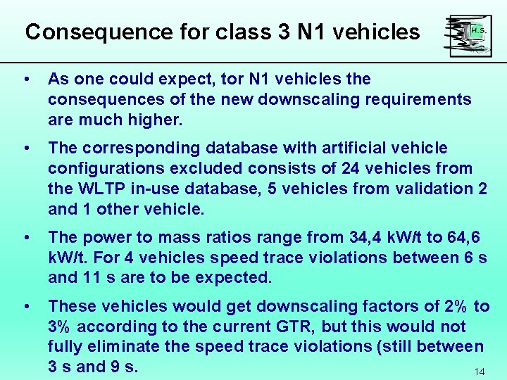 Consequence for class 3 N 1 vehicles • As one could expect, tor N