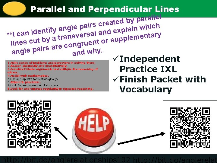 Parallel and Perpendicular Lines el l l a r a p y db e Parallel and Perpendicular Lines el l l a r a p y db e
