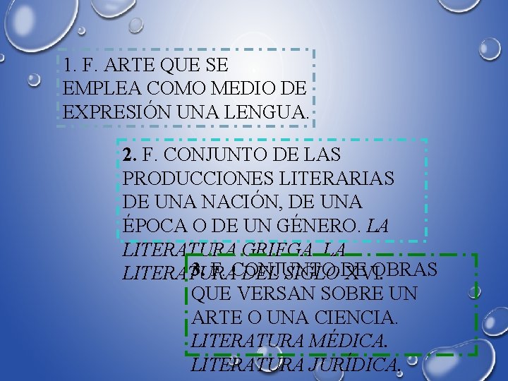 1. F. ARTE QUE SE EMPLEA COMO MEDIO DE EXPRESIÓN UNA LENGUA. 2. F.