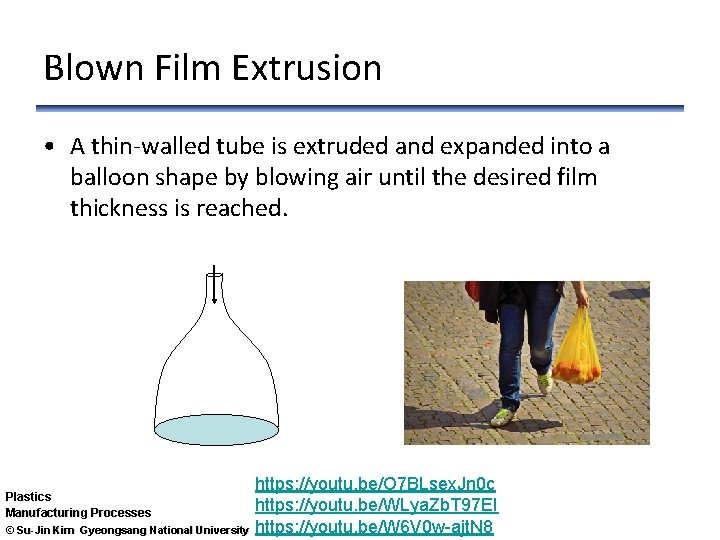 Blown Film Extrusion • A thin-walled tube is extruded and expanded into a balloon