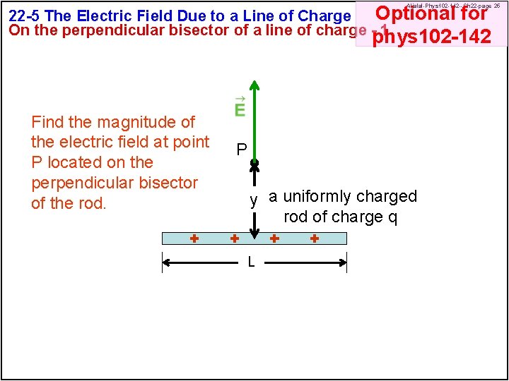 Optional for 22 -5 The Electric Field Due to a Line of Charge On