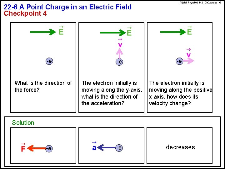 22 -6 A Point Charge in an Electric Field Checkpoint 4 -e What is