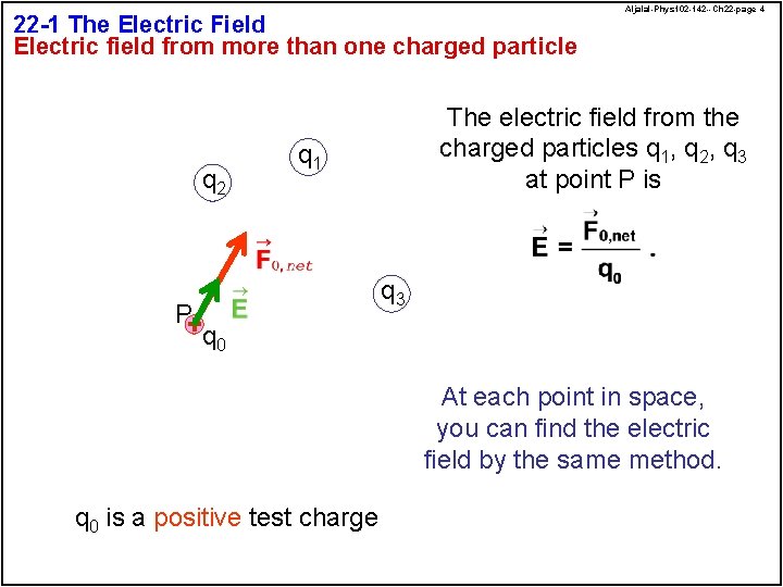 22 -1 The Electric Field Electric field from more than one charged particle q