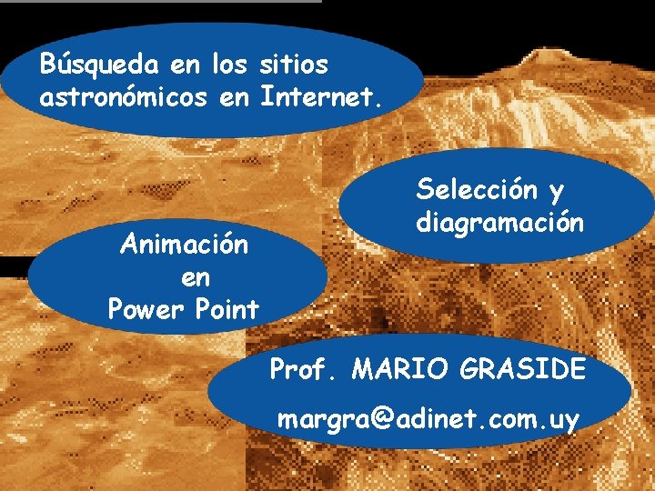 Búsqueda en los sitios astronómicos en Internet. Animación en Power Point Selección y diagramación Búsqueda en los sitios astronómicos en Internet. Animación en Power Point Selección y diagramación