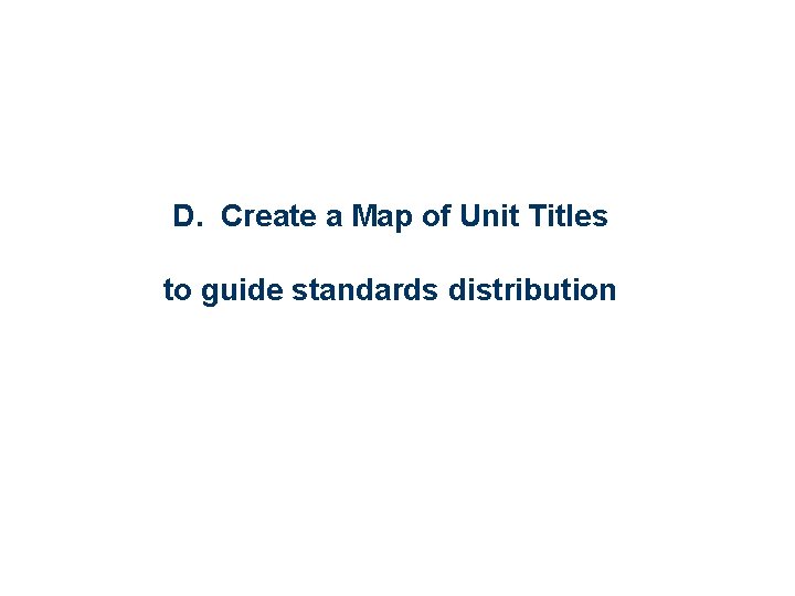 D. Create a Map of Unit Titles to guide standards distribution 