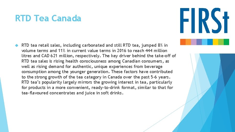 RTD Tea Canada RTD tea retail sales, including carbonated and still RTD tea, jumped