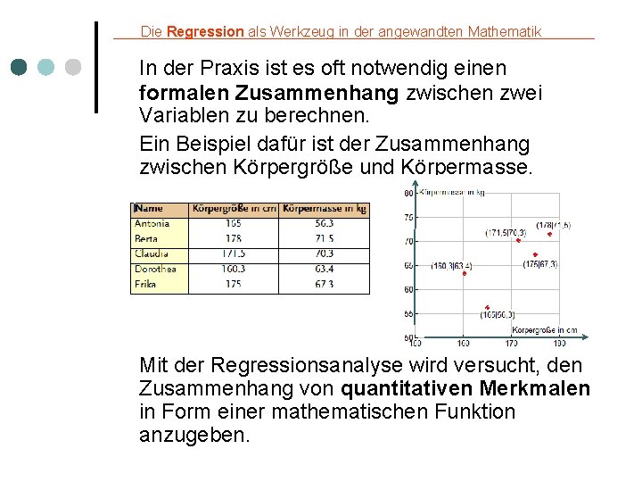 Die Regression als Werkzeug in der angewandten Mathematik In der Praxis ist es oft