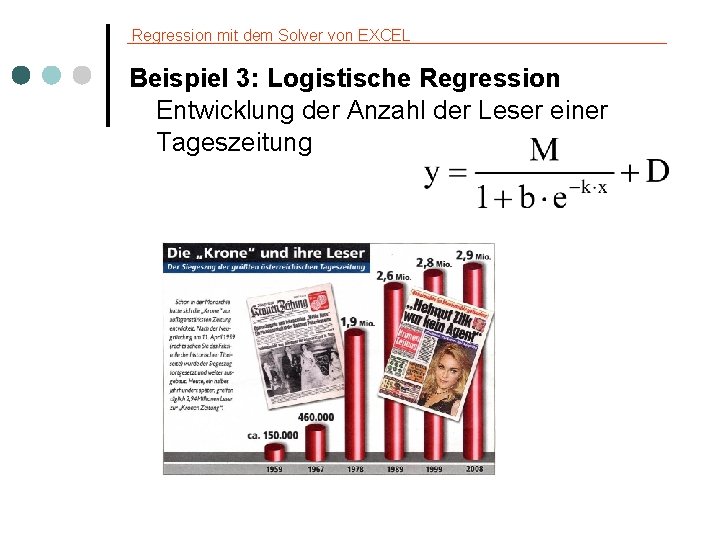 Regression mit dem Solver von EXCEL Beispiel 3: Logistische Regression Entwicklung der Anzahl der