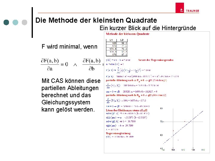 Die Methode der kleinsten Quadrate Ein kurzer Blick auf die Hintergründe F wird minimal,