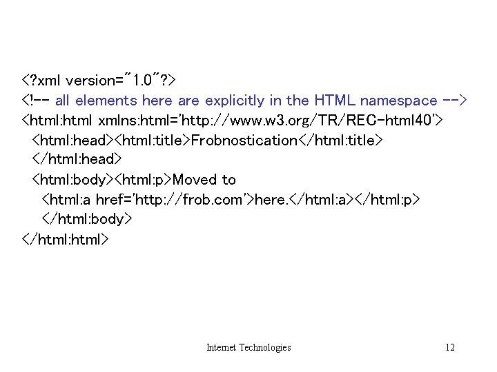 <? xml version="1. 0"? > <!-- all elements here are explicitly in the HTML